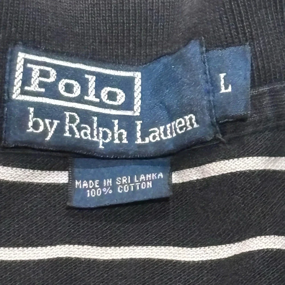 Polo Ralph Lauren black and white striped Alpha Tau Omega Large